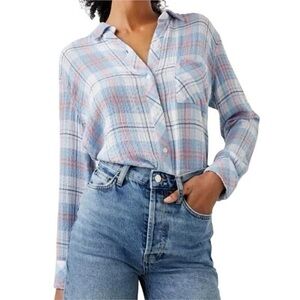 RAILS Brady Ivory Cloud Plaid Soft Not Flannel Shirt Size xs